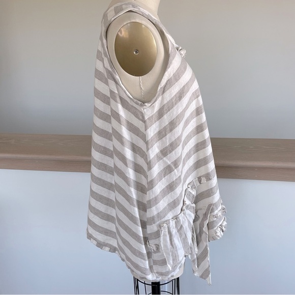 NWT Diane Ness oversized sleeveless linen tunic, raw edge ruffle hem, size S - Picture 4 of 6
